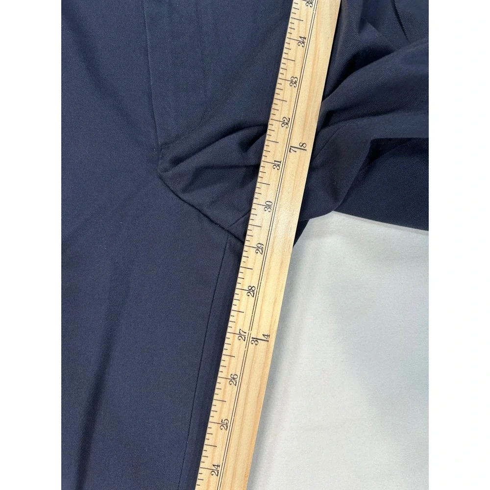 LL Bean Classic Fit Preppy Pleated Chinos Mens 35x30 Navy Blue Cotton Trousers‎
